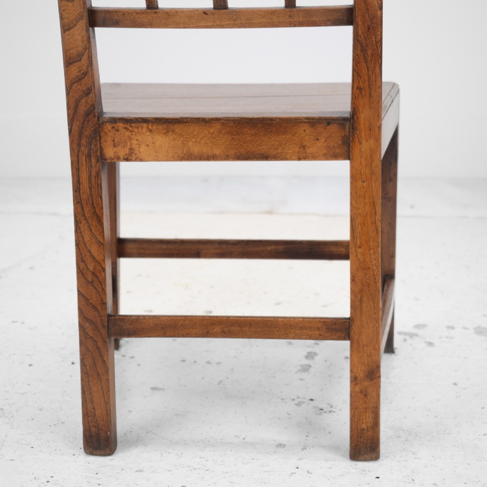 Georgian Late 18th Century Pair of Oak and Elm Country Chairs (Hall Dining Side George III) View XXII