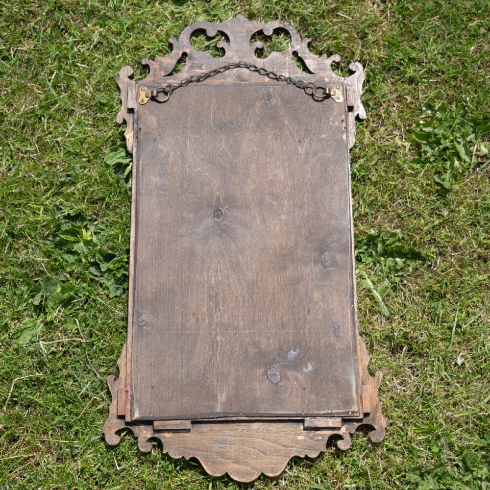 George II Style Late 19th Century Burr Walnut Fretwork Pier-glass Small Wall Mirror View X