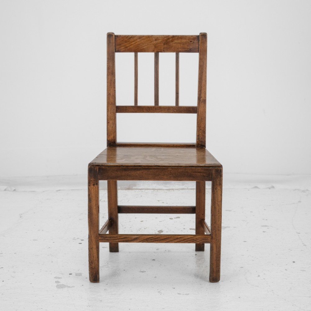 Georgian Late 18th Century Oak and Elm Country Chair (Hall Dining Side) View III