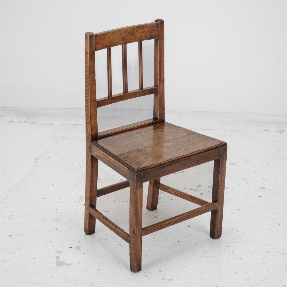 Georgian Late 18th Century Oak and Elm Country Chair (Hall Dining Side) View VII