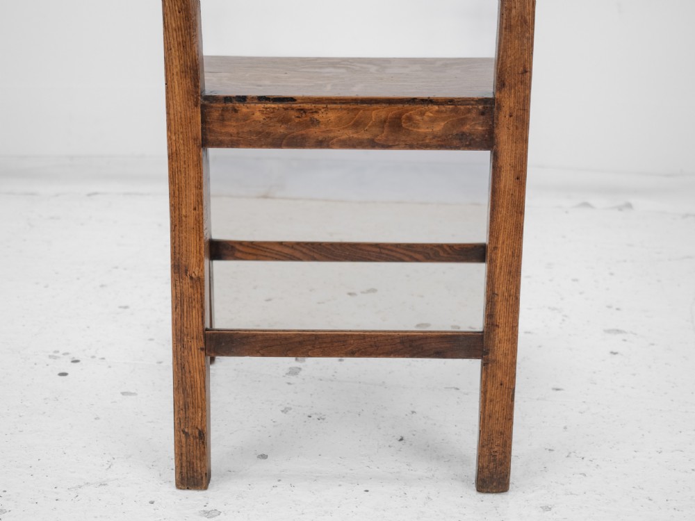 Georgian Late 18th Century Oak and Elm Country Chair (Hall Dining Side) View XV