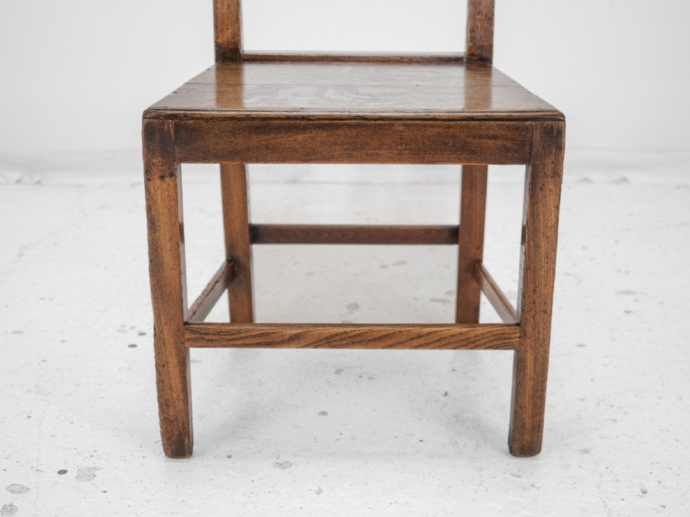 Georgian Late 18th Century Oak and Elm Country Chair (Hall Dining Side) View XVII