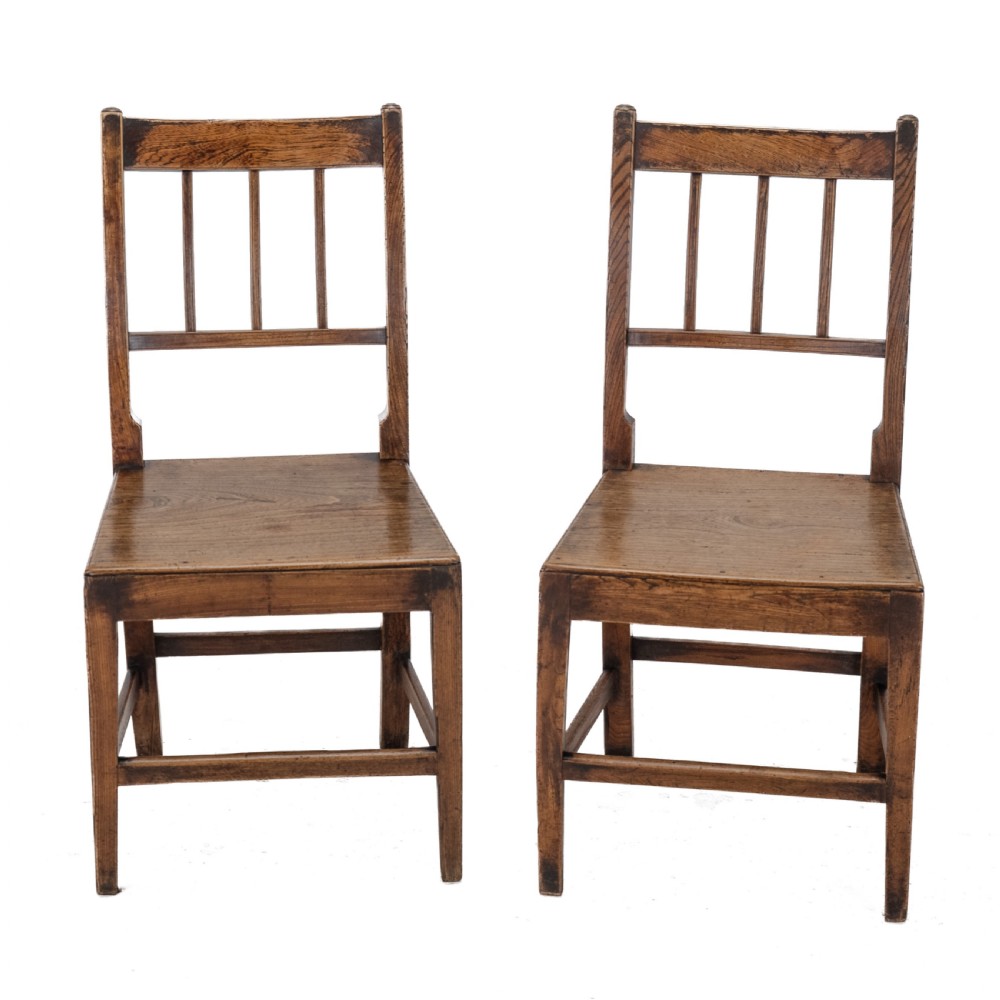 Georgian Late 18th Century Pair of Elm Country Chairs (George III Hall Dining Kitchen Side)