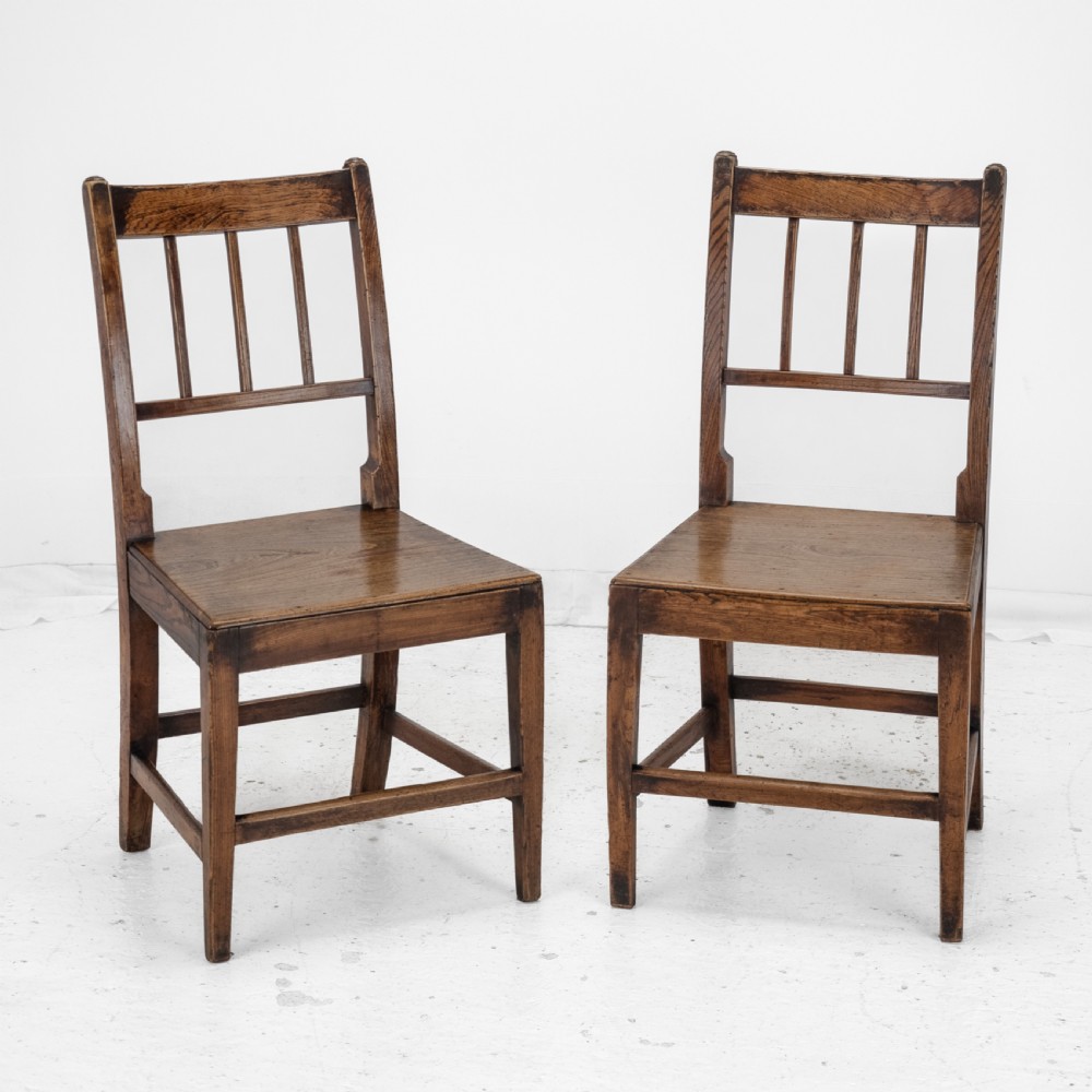 Georgian Late 18th Century Pair of Elm Country Chairs (George III Hall Dining Kitchen Side) View IV