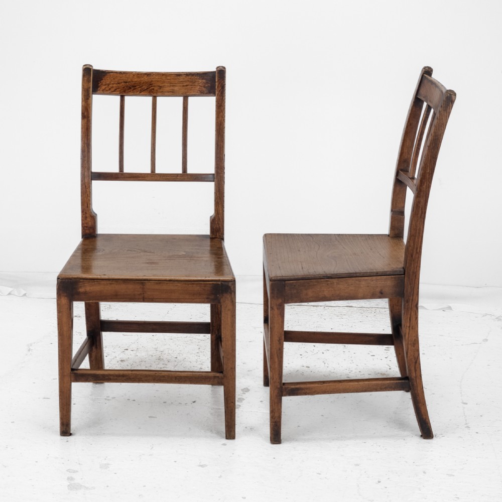 Georgian Late 18th Century Pair of Elm Country Chairs (George III Hall Dining Kitchen Side) View V