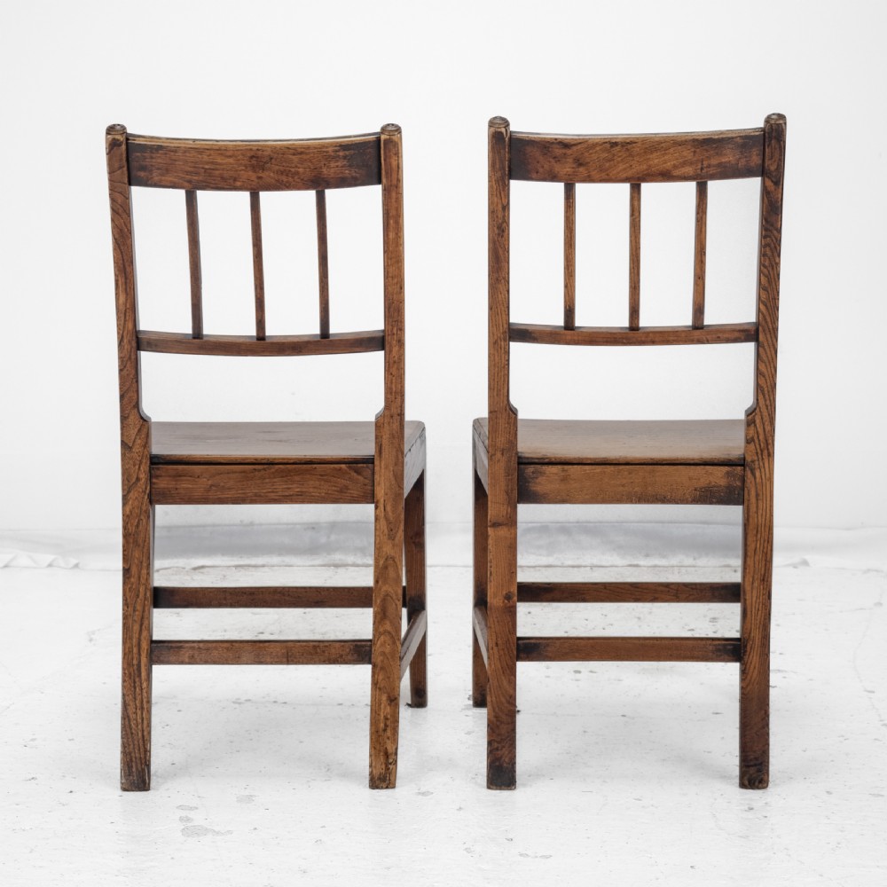 Georgian Late 18th Century Pair of Elm Country Chairs (George III Hall Dining Kitchen Side) View XIV