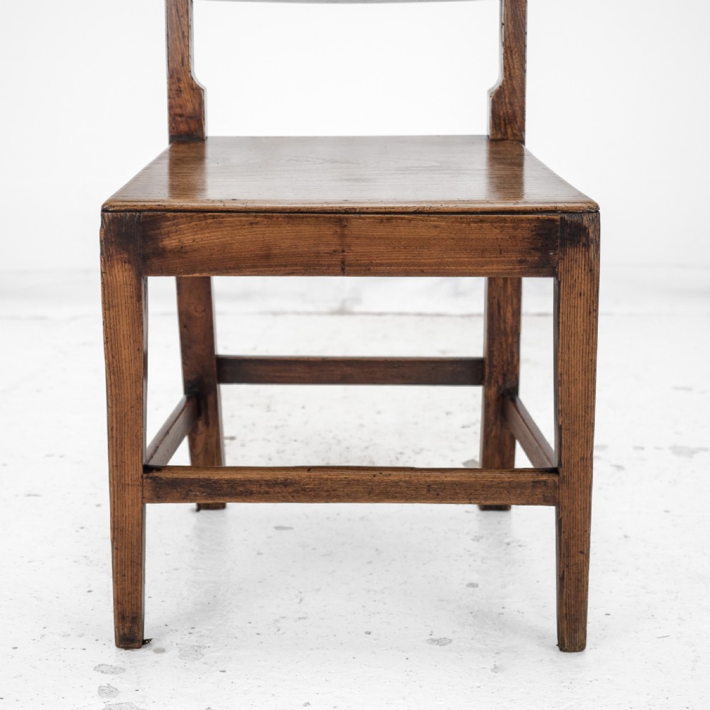 Georgian Late 18th Century Pair of Elm Country Chairs (George III Hall Dining Kitchen Side) View XIX