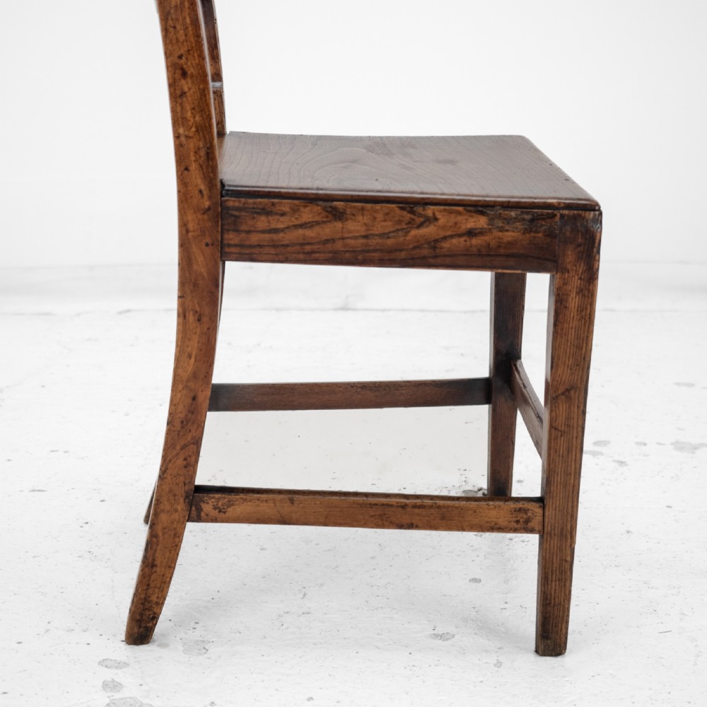 Georgian Late 18th Century Pair of Elm Country Chairs (George III Hall Dining Kitchen Side) View XX