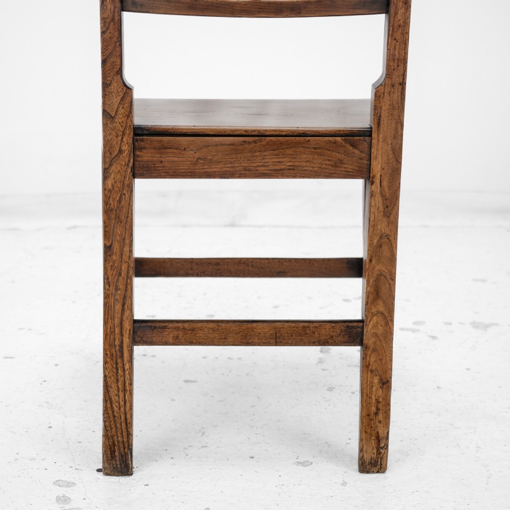 Georgian Late 18th Century Pair of Elm Country Chairs (George III Hall Dining Kitchen Side) View XXI