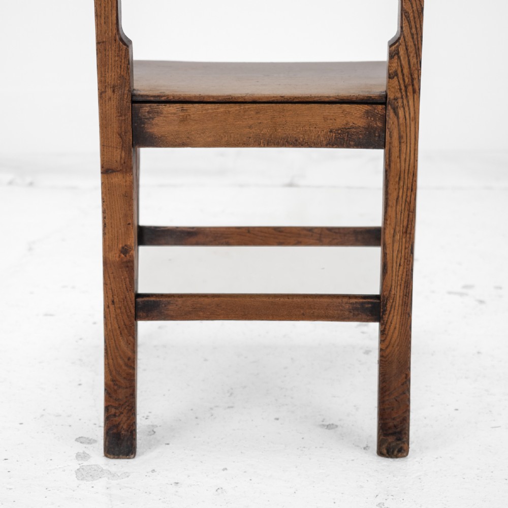 Georgian Late 18th Century Pair of Elm Country Chairs (George III Hall Dining Kitchen Side) View XXV