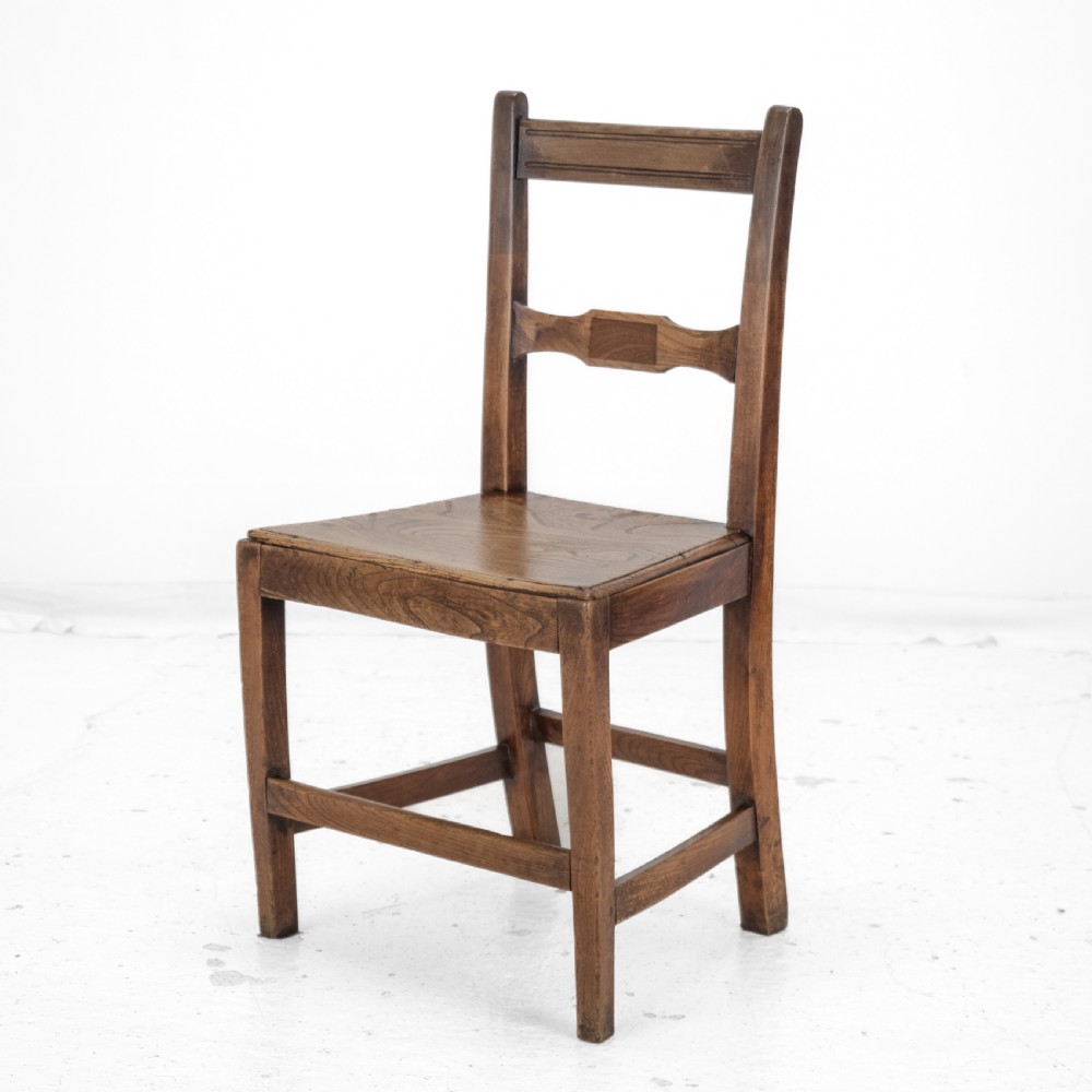 Georgian Late 18th Century Elm and Walnut Country Chair (George III Hall Dining Kitchen Side Quirky Wonky) View II
