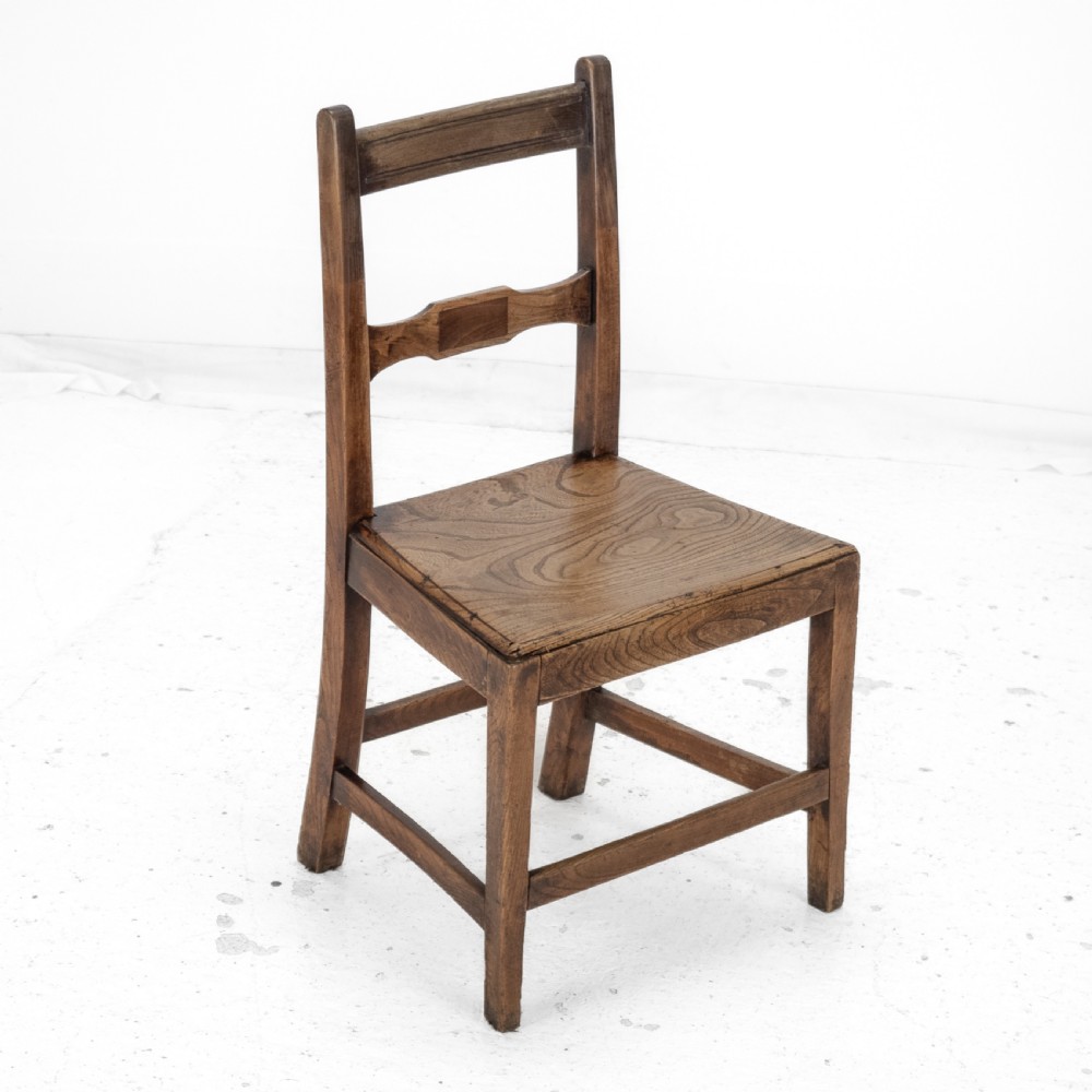 Georgian Late 18th Century Elm and Walnut Country Chair (George III Hall Dining Kitchen Side Quirky Wonky) View V
