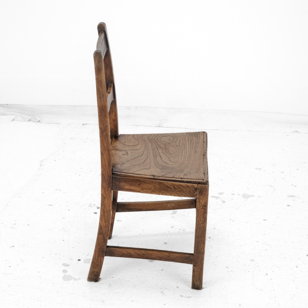 Georgian Late 18th Century Elm and Walnut Country Chair (George III Hall Dining Kitchen Side Quirky Wonky) View VI