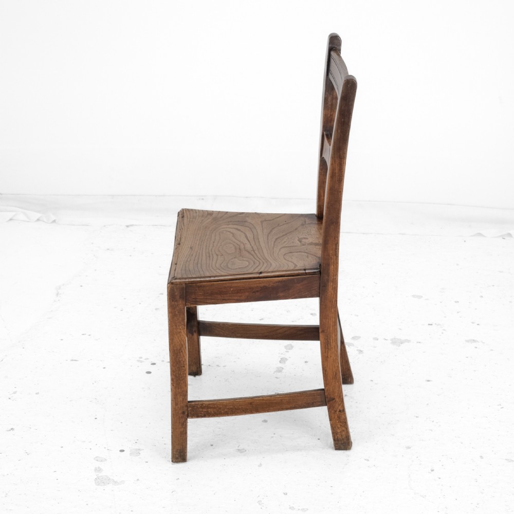 Georgian Late 18th Century Elm and Walnut Country Chair (George III Hall Dining Kitchen Side Quirky Wonky) View VIII
