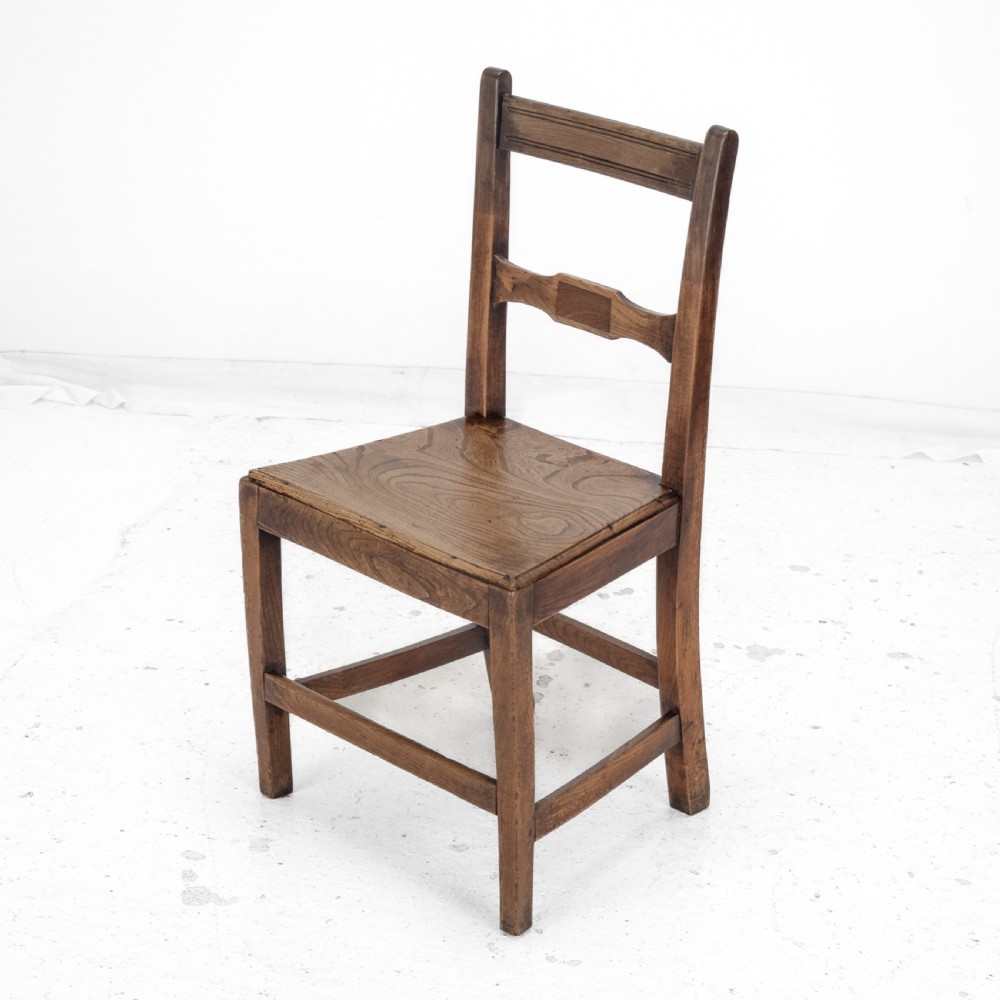 Georgian Late 18th Century Elm and Walnut Country Chair (George III Hall Dining Kitchen Side Quirky Wonky) View IX