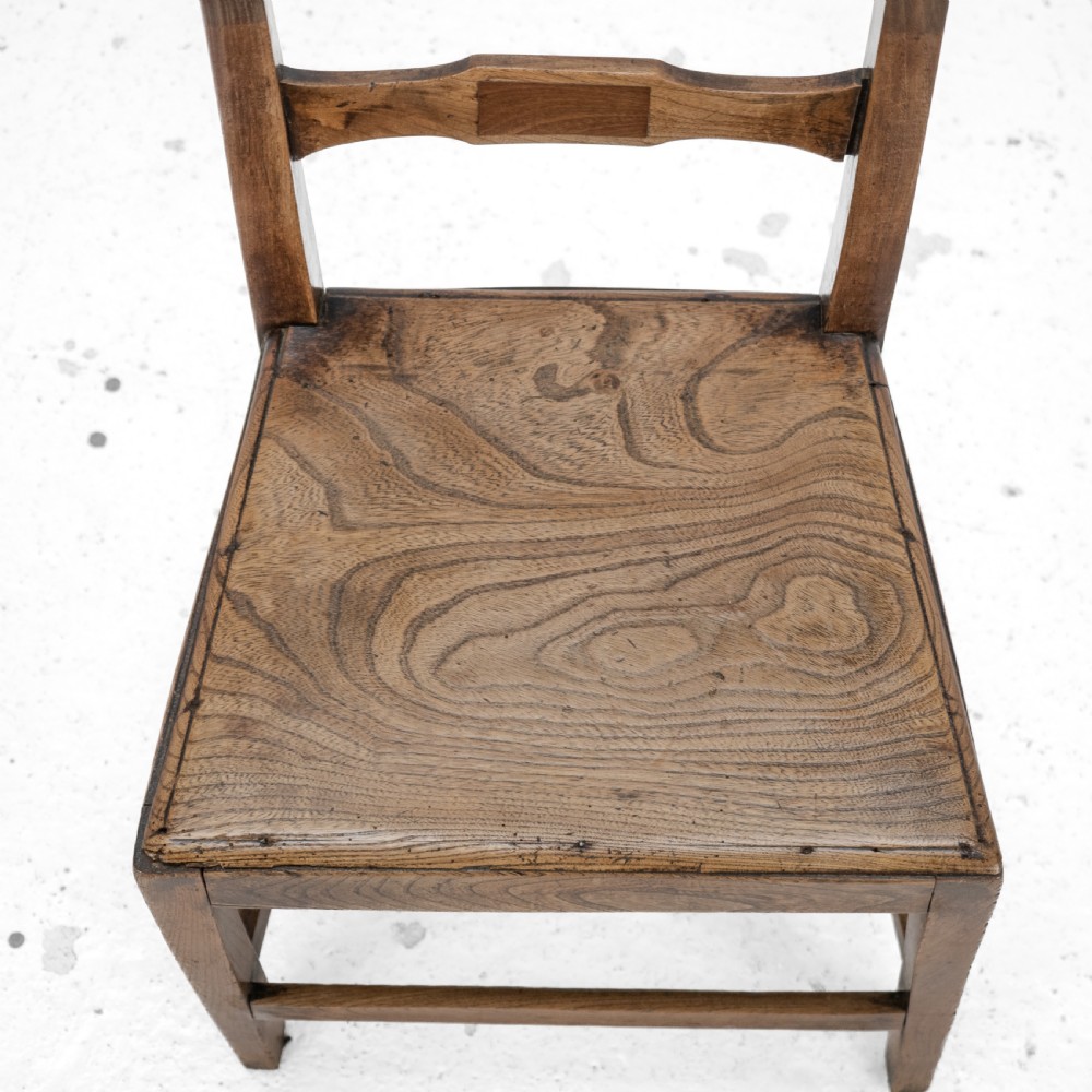 Georgian Late 18th Century Elm and Walnut Country Chair (George III Hall Dining Kitchen Side Quirky Wonky) View XI