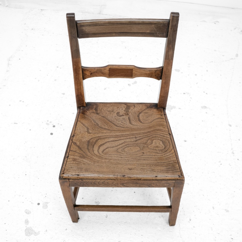 Georgian Late 18th Century Elm and Walnut Country Chair (George III Hall Dining Kitchen Side Quirky Wonky) View XII