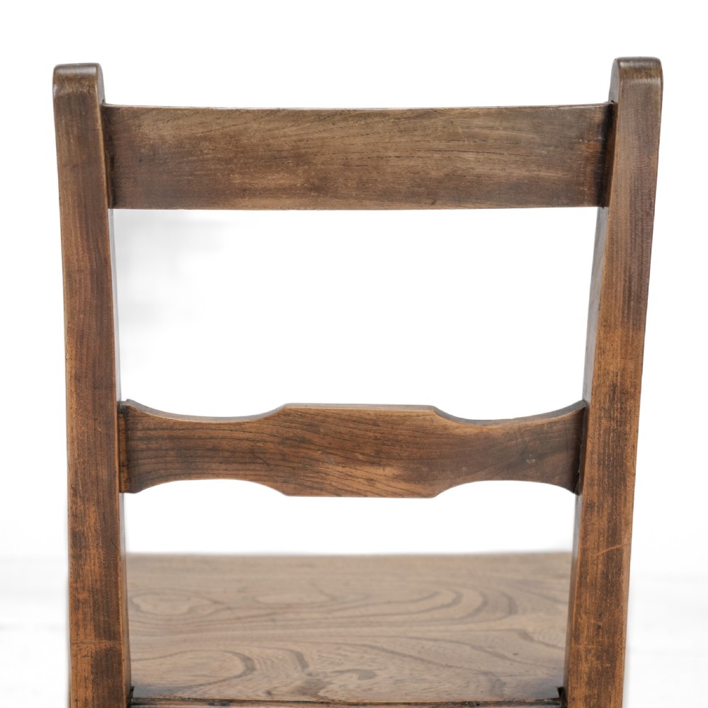 Georgian Late 18th Century Elm and Walnut Country Chair (George III Hall Dining Kitchen Side Quirky Wonky) View XV