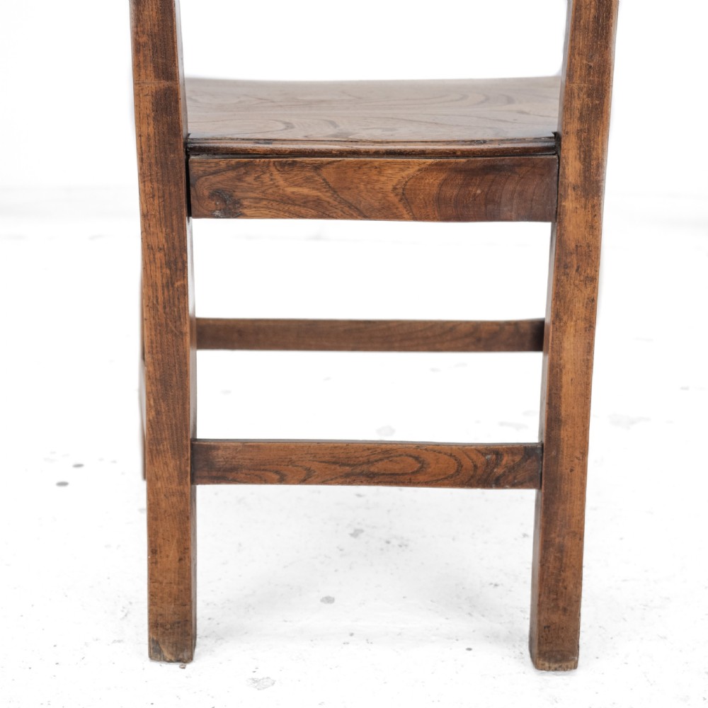 Georgian Late 18th Century Elm and Walnut Country Chair (George III Hall Dining Kitchen Side Quirky Wonky) View XVI