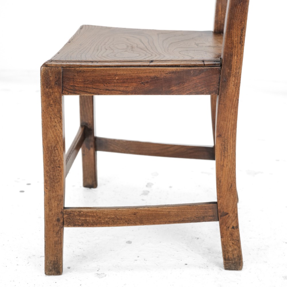 Georgian Late 18th Century Elm and Walnut Country Chair (George III Hall Dining Kitchen Side Quirky Wonky) View XVII