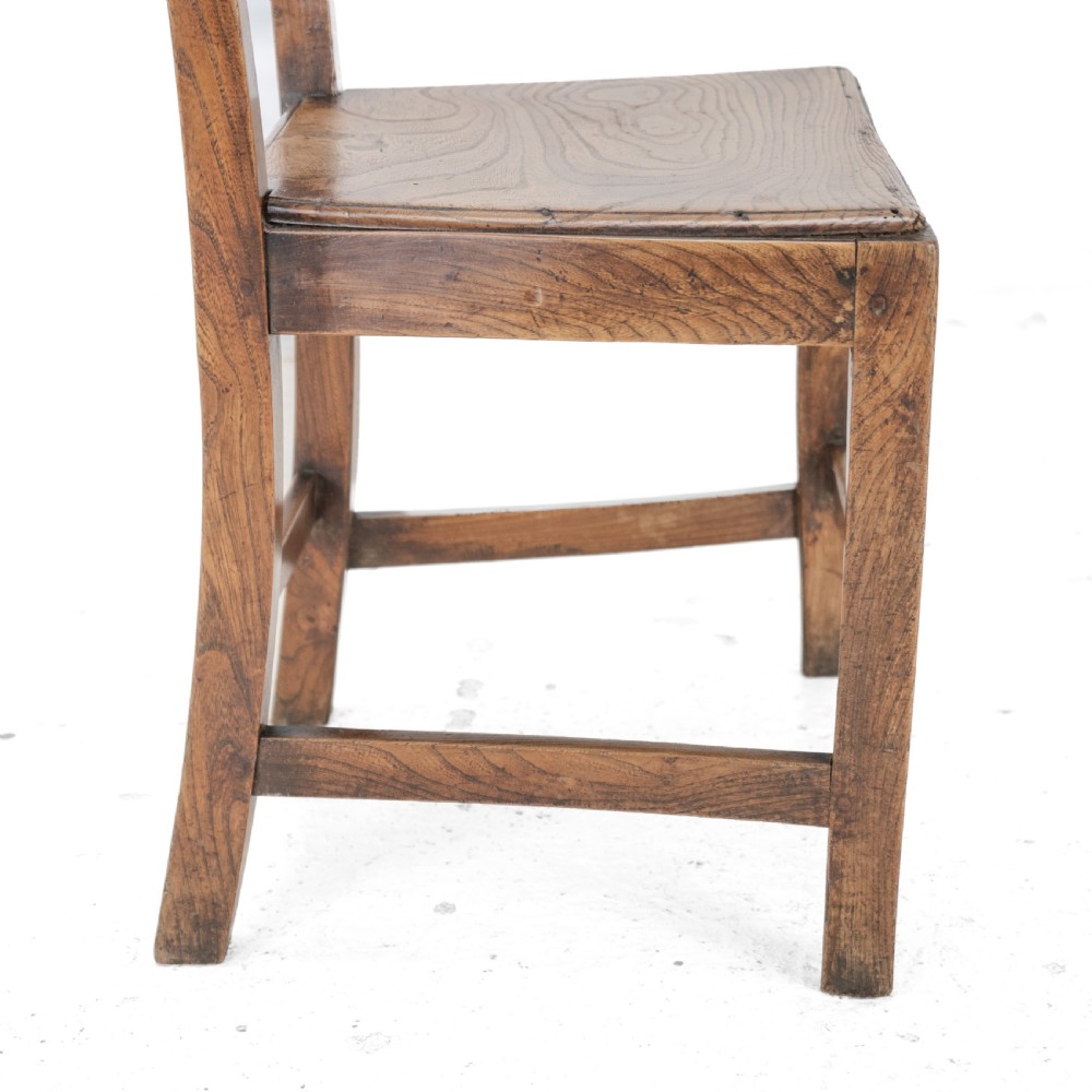 Georgian Late 18th Century Elm and Walnut Country Chair (George III Hall Dining Kitchen Side Quirky Wonky) View XIX