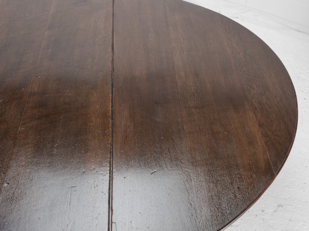 Large Double Gateleg Oak Country Dining Table Early 18th Century (8 Seater, Oval, Drop-leaf, Georgian, Queen Anne, George I) View VII