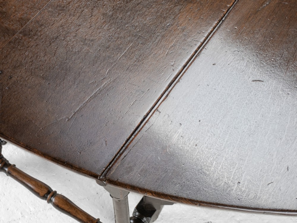 Large Double Gateleg Oak Country Dining Table Early 18th Century (8 Seater, Oval, Drop-leaf, Georgian, Queen Anne, George I) View VIII