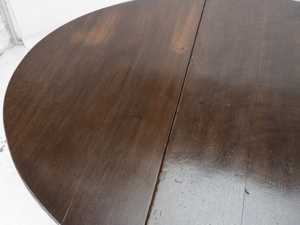 Large Double Gateleg Oak Country Dining Table Early 18th Century (8 Seater, Oval, Drop-leaf, Georgian, Queen Anne, George I) View IX