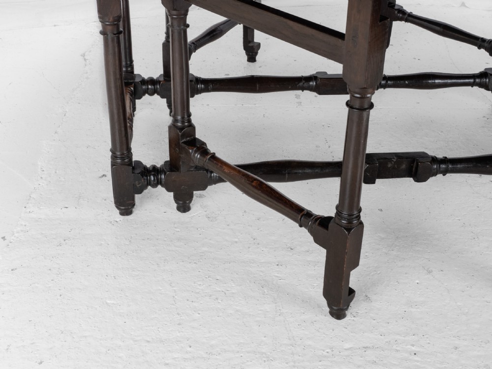 Large Double Gateleg Oak Country Dining Table Early 18th Century (8 Seater, Oval, Drop-leaf, Georgian, Queen Anne, George I) View XIX
