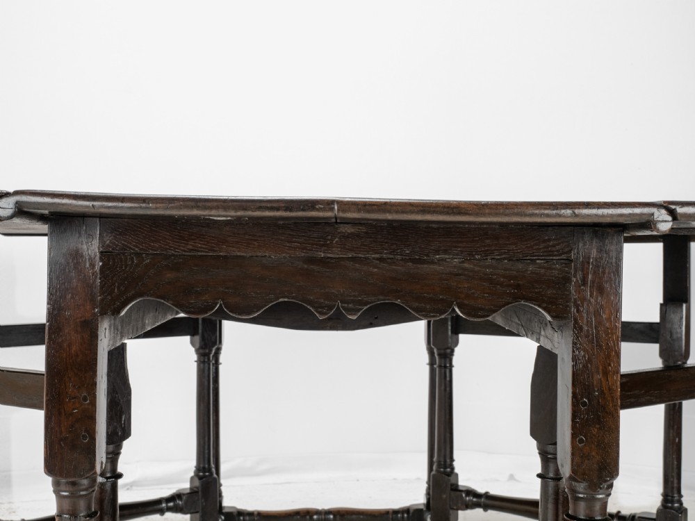 Large Double Gateleg Oak Country Dining Table Early 18th Century (8 Seater, Oval, Drop-leaf, Georgian, Queen Anne, George I) View XXII