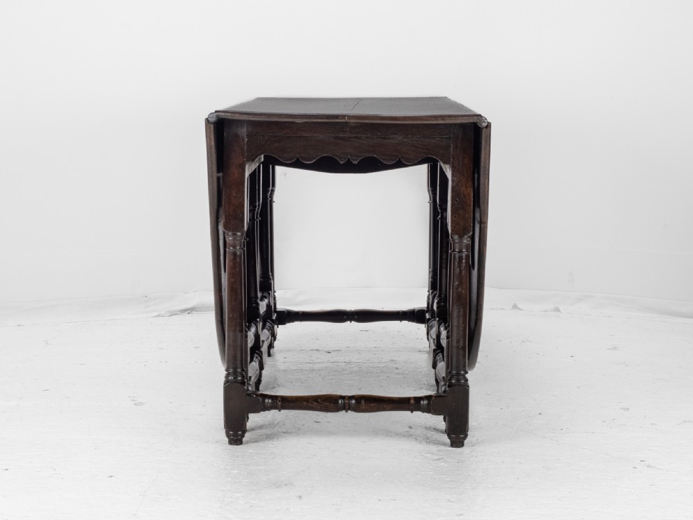 Large Double Gateleg Oak Country Dining Table Early 18th Century (8 Seater, Oval, Drop-leaf, Georgian, Queen Anne, George I) View XXIV
