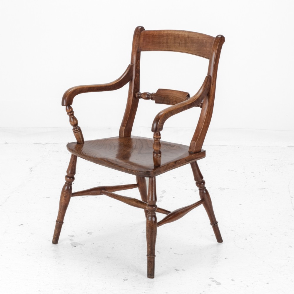 Late 19th Century Set of 6 Elm, Ash, Beech Windsor Farmhouse Kitchen Dining Chairs, Carver (Victorian Country) View VII