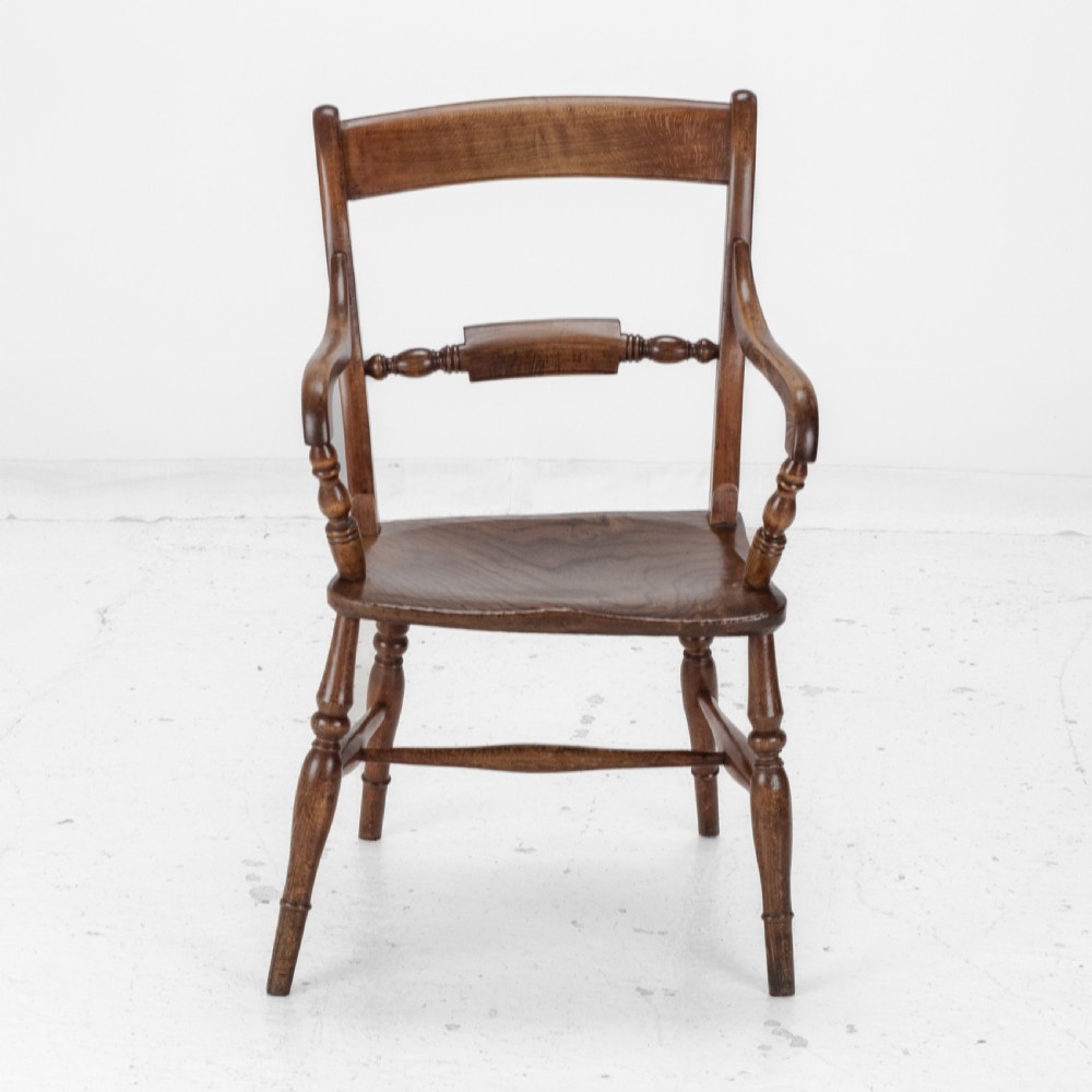 Late 19th Century Set of 6 Elm, Ash, Beech Windsor Farmhouse Kitchen Dining Chairs, Carver (Victorian Country) View VIII
