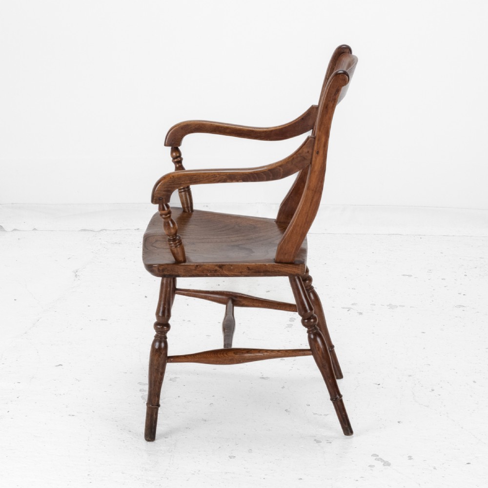 Late 19th Century Set of 6 Elm, Ash, Beech Windsor Farmhouse Kitchen Dining Chairs, Carver (Victorian Country) View IX