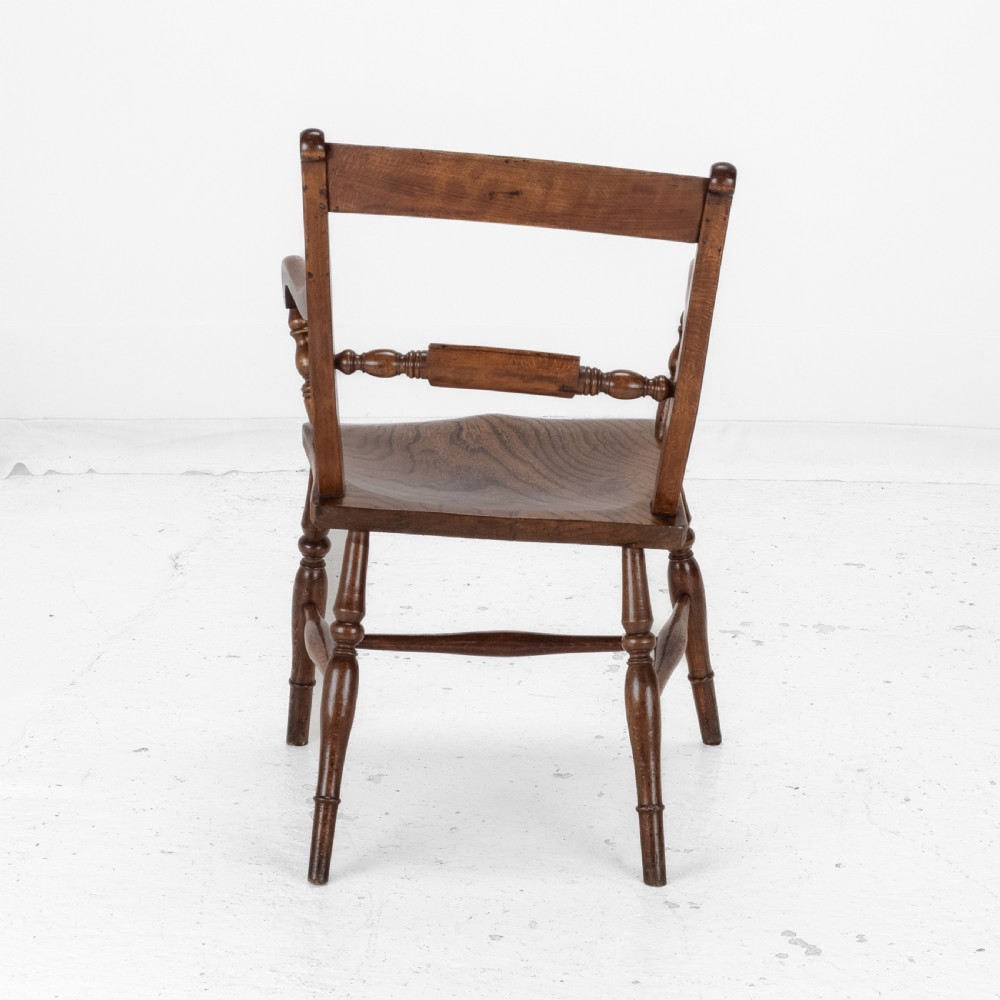 Late 19th Century Set of 6 Elm, Ash, Beech Windsor Farmhouse Kitchen Dining Chairs, Carver (Victorian Country) View X