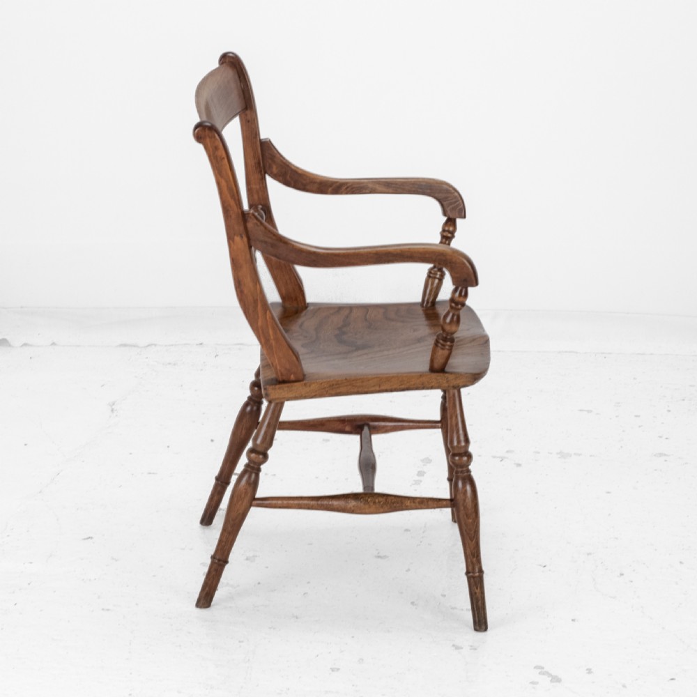 Late 19th Century Set of 6 Elm, Ash, Beech Windsor Farmhouse Kitchen Dining Chairs, Carver (Victorian Country) View XI