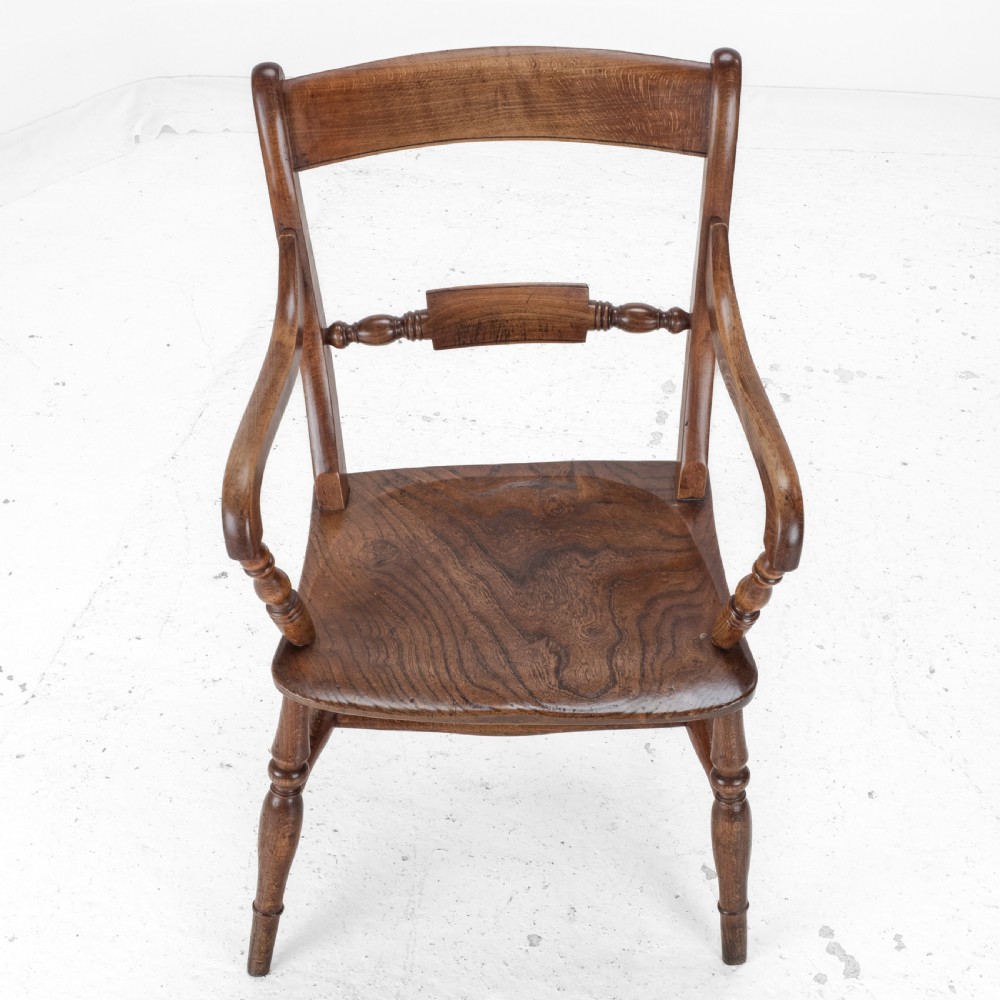 Late 19th Century Set of 6 Elm, Ash, Beech Windsor Farmhouse Kitchen Dining Chairs, Carver (Victorian Country) View XX