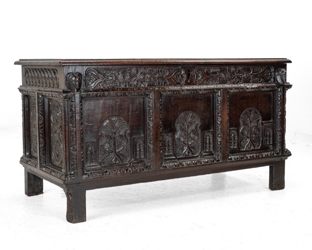 Elizabethan Late 16th Century Heavily Carved Oak Coffer circa 1590, (Tudor, Chest, Kist, Trunk) View IX
