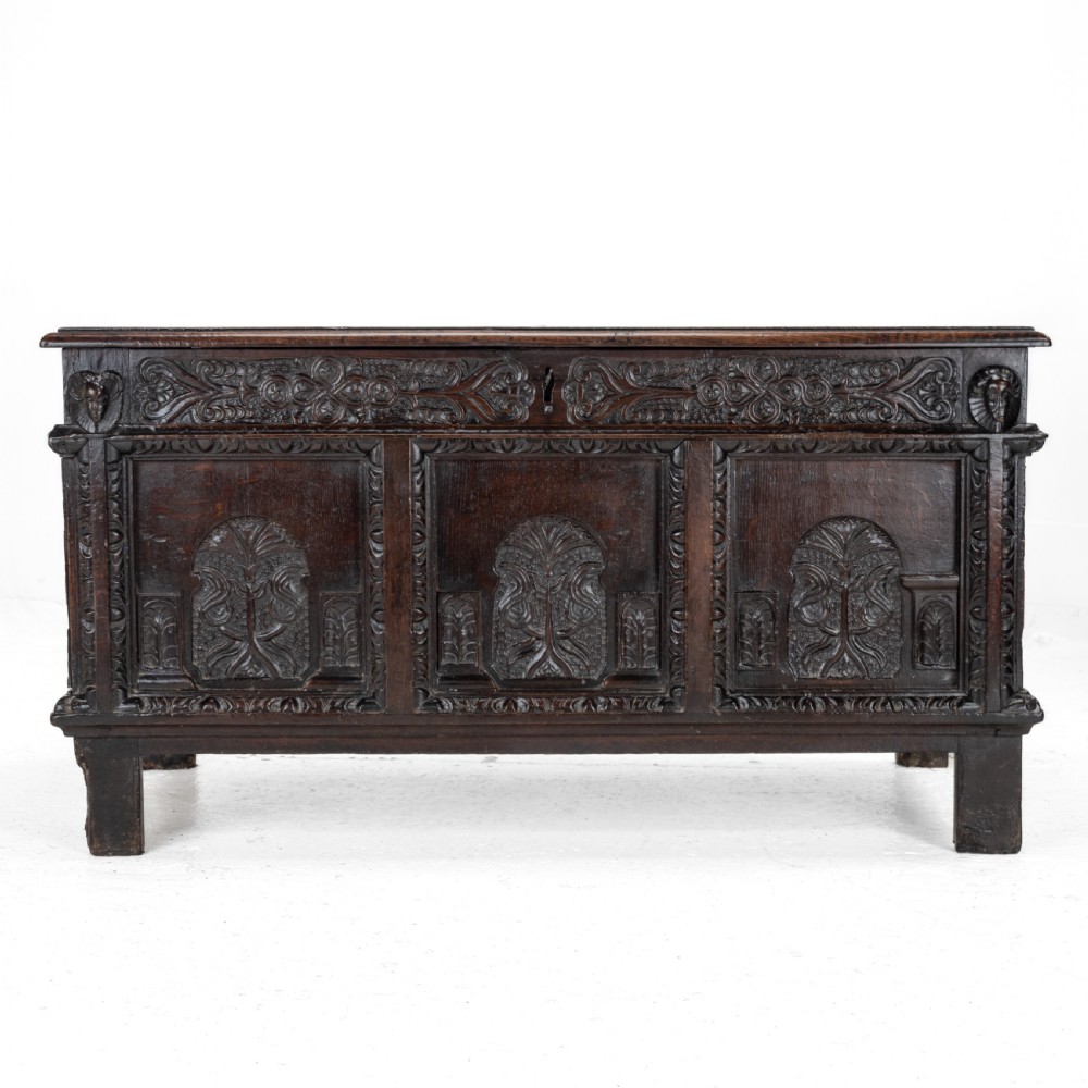 Elizabethan Late 16th Century Heavily Carved Oak Coffer circa 1590, (Tudor, Chest, Kist, Trunk) View X