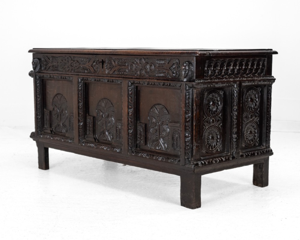 Elizabethan Late 16th Century Heavily Carved Oak Coffer circa 1590, (Tudor, Chest, Kist, Trunk) View XI