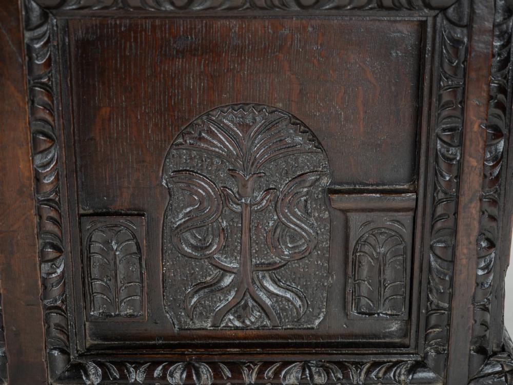 Elizabethan Late 16th Century Heavily Carved Oak Coffer circa 1590, (Tudor, Chest, Kist, Trunk) View XIX