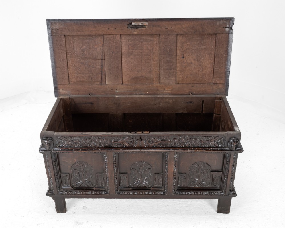 Elizabethan Late 16th Century Heavily Carved Oak Coffer circa 1590, (Tudor, Chest, Kist, Trunk) View XXIII