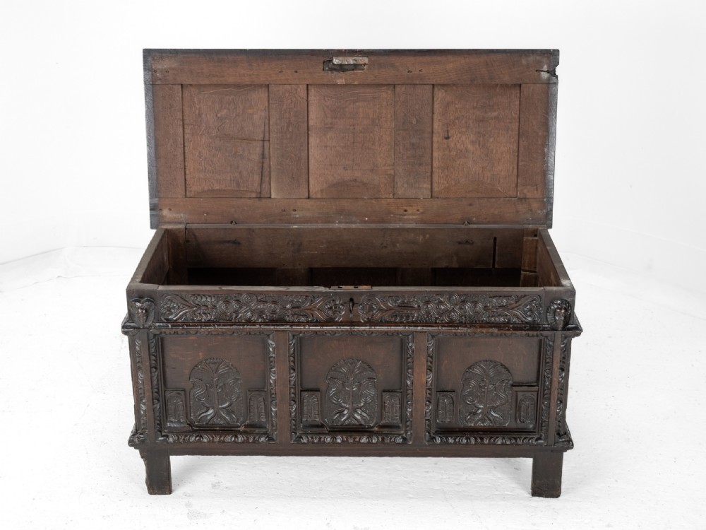 Elizabethan Late 16th Century Heavily Carved Oak Coffer circa 1590, (Tudor, Chest, Kist, Trunk) View XXV