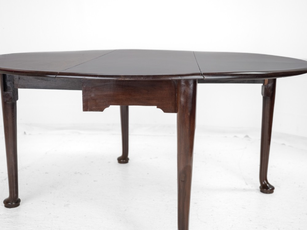 Large George II Cuban Mahogany Gateleg Drop-Leaf Oval Dining Table – c.1730 (Georgian 18th Century, Pad Feet) View XV