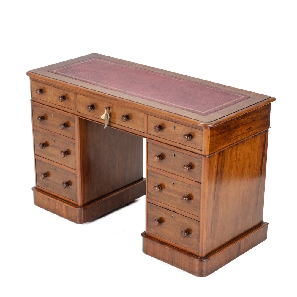 Victorian Mahogany Pedestal Desk with Leather Gilt Skiver circa 1880, Late 19th Century