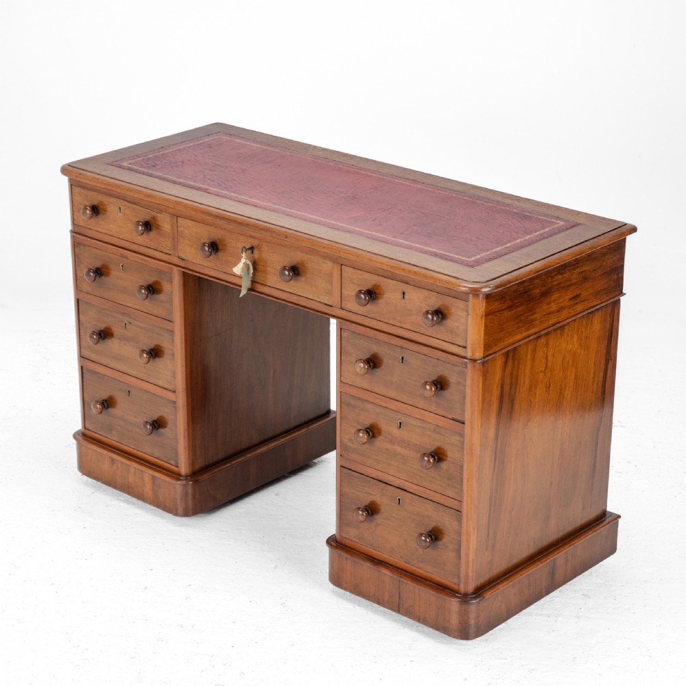 Victorian Mahogany Pedestal Desk with Leather Gilt Skiver circa 1880, Late 19th Century View III