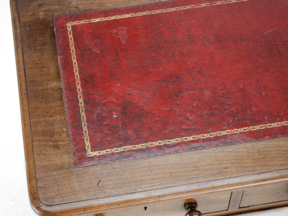 Victorian Mahogany Pedestal Desk with Leather Gilt Skiver circa 1880, Late 19th Century View X