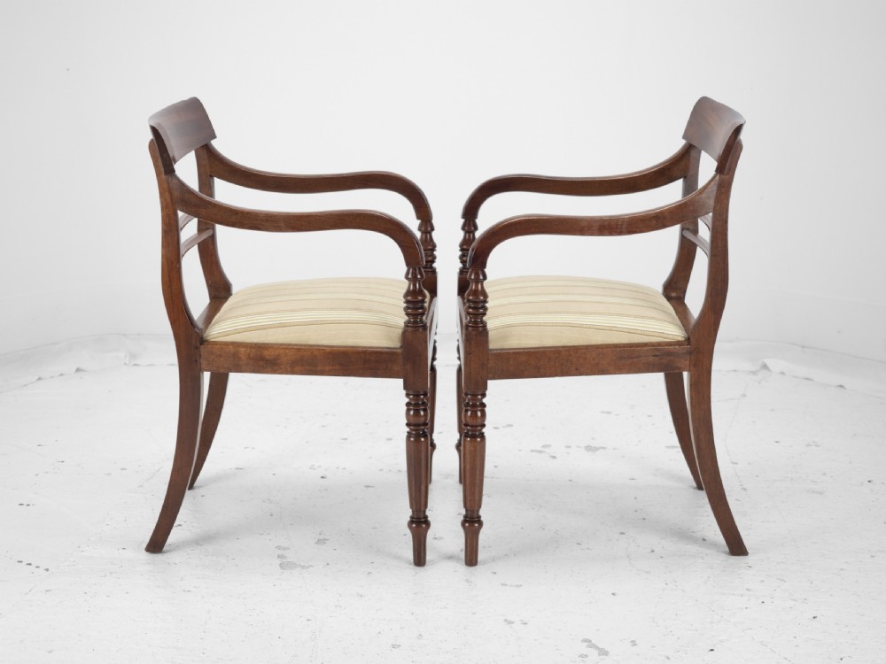 Pair of Regency Mahogany Bar-Back Elbow Chairs (Carvers), circa 1820 (Georgian Dining Armchairs 19th Century) View V