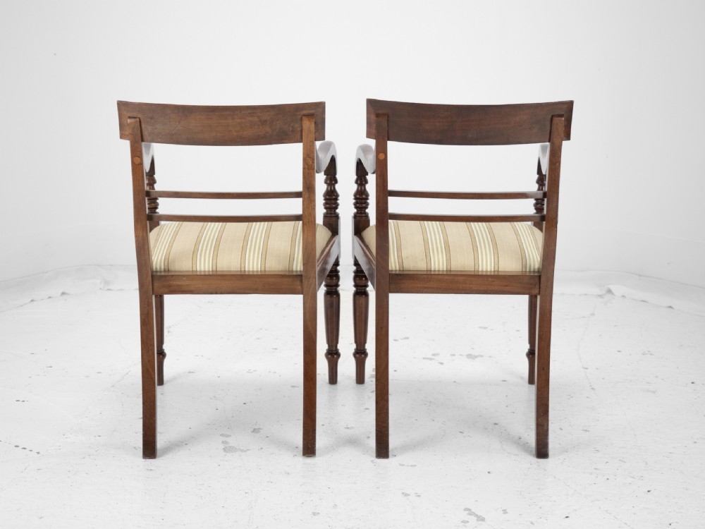 Pair of Regency Mahogany Bar-Back Elbow Chairs (Carvers), circa 1820 (Georgian Dining Armchairs 19th Century) View VI