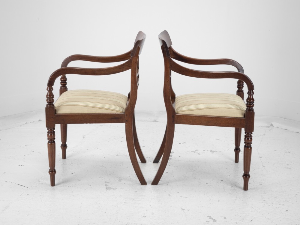 Pair of Regency Mahogany Bar-Back Elbow Chairs (Carvers), circa 1820 (Georgian Dining Armchairs 19th Century) View VII